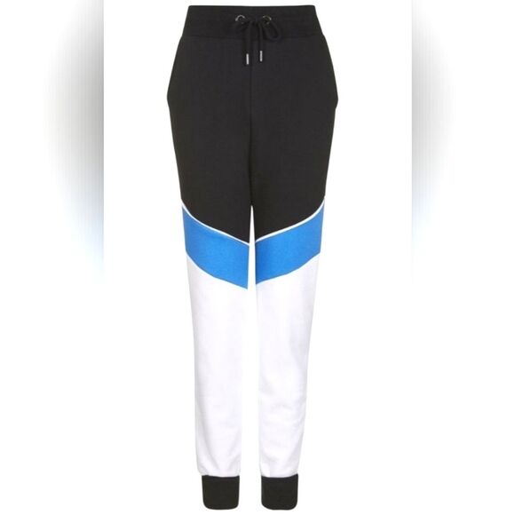 Ivy Park Tri Colorblock Tailored Joggers Sweatpants Women Small Black Blue White - Picture 1 of 13